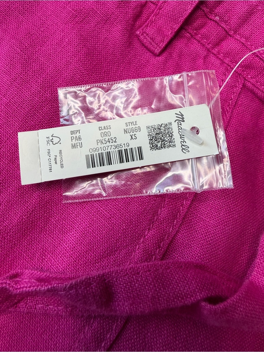 Madewell Women's Magenta Drawstring Utility Shorts - Picture 3 of 3